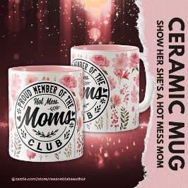 'Hot Mess Mom's Club' Moederdagmok Tweekleurige Koffiemok