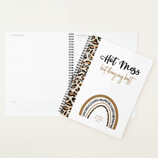 Hot Mess Quote Animal Leopard Print Rainbow Planner (Display)