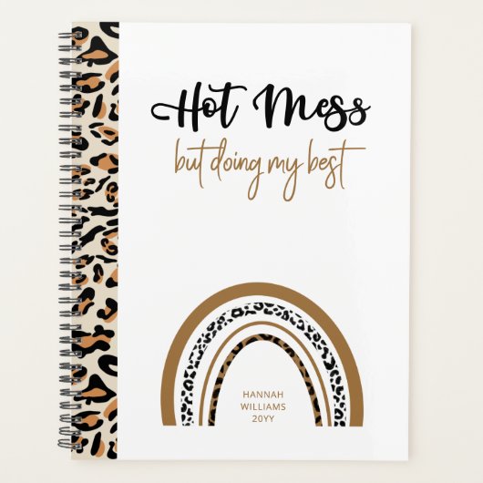 Hot Mess Quote Animal Leopard Print Rainbow Planner (Voorkant)
