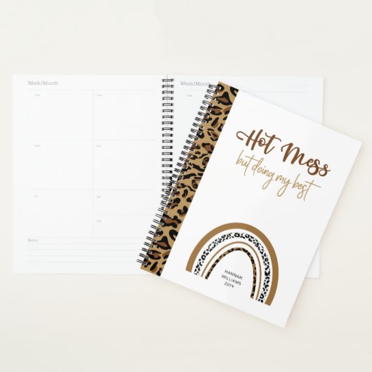Hot Mess Quote-leopard afdrukken regenboog Planner (Display)