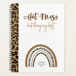 Hot Mess Quote-leopard afdrukken regenboog Planner