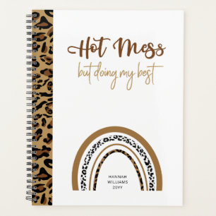 Hot Mess Quote-leopard afdrukken regenboog Planner