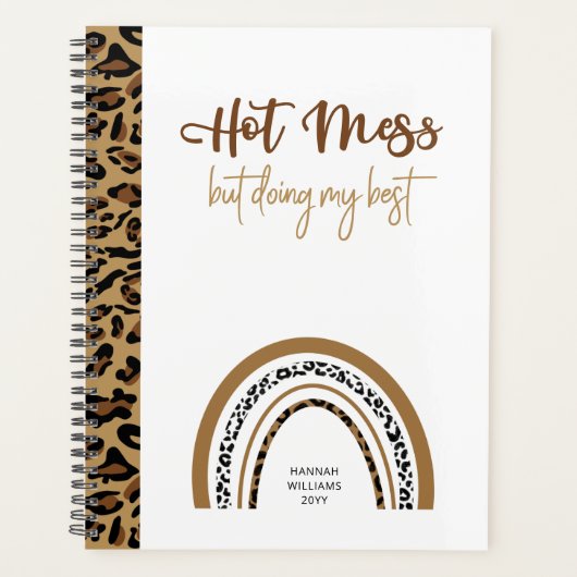 Hot Mess Quote-leopard afdrukken regenboog Planner (Voorkant)