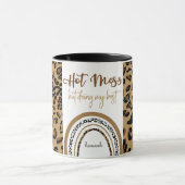 Hot Mess Quote Leopard Print Rainbow aangepast Mok (Midden)