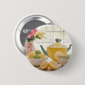 Hot-middagthee met verse lemmetjes ronde button 5,7 cm (Voorkant /achterkant)