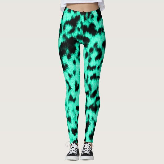 Hot Mint Cheetah Rave Liefde Leggings (Voorkant)
