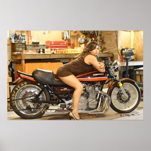 Hot Model + een hot-klassieke dragbike Poster