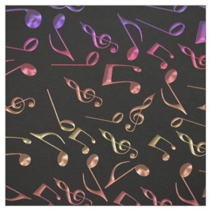 Hot-Muzieknoten op zwart of in kleur Stof