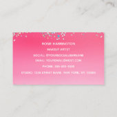 Hot Neon Pink Holographic Glitter Makeup Artist Visitekaartje (Achterkant)