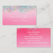 Hot Neon Pink Holographic Glitter Makeup Artist Visitekaartje (Voorkant / Achterkant)