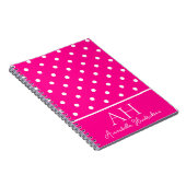 Hot Neon Pink Polka Dots Monogram Initiaal Notitieboek (Rechterzijde)