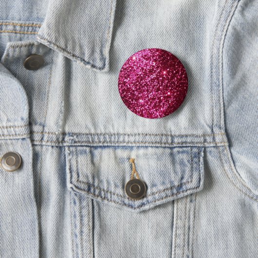 HOT NEON PINK SPARKLE GLITTER ACHTERGROND FUN RONDE BUTTON 5,7 CM (In situ)