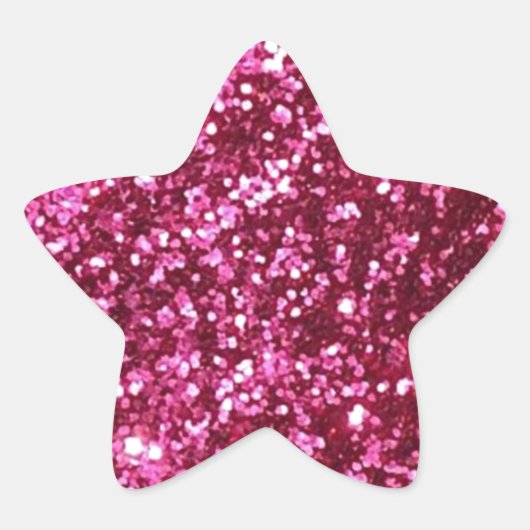 HOT NEON PINK SPARKLE GLITTER ACHTERGROND FUN STER STICKER (Voorkant)