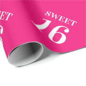 Hot neon roze meisje's zoete 16e verjaardag cadeaupapier (Rol Hoek)