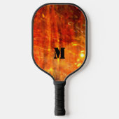 Hot-Oranje zwart-vlammenmonogram Pickleball Paddle (Voorkant)