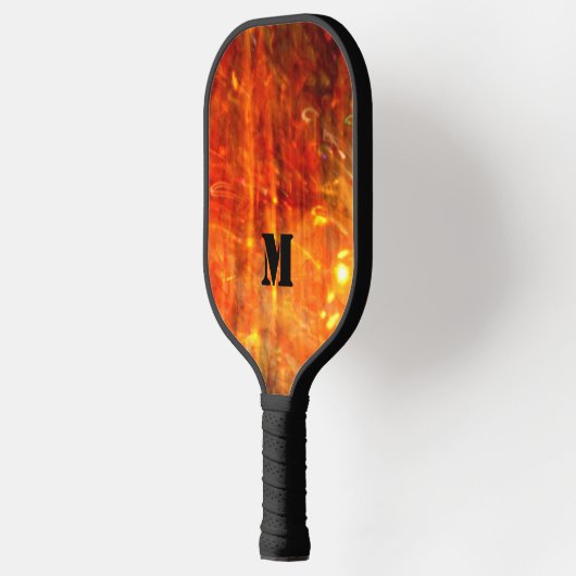 Hot-Oranje zwart-vlammenmonogram Pickleball Paddle (Links)