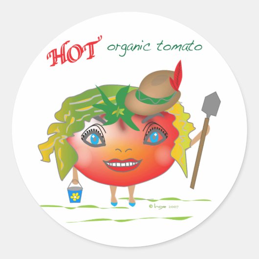 Hot Organic Tomato Ronde Sticker (Voorkant)