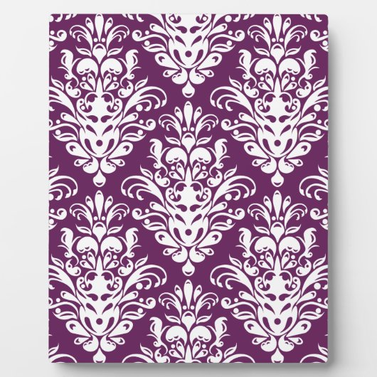 Hot-Paars en White Elegant Damask Patroon Fotoplaat (Voorkant)