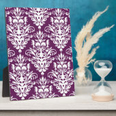 Hot-Paars en White Elegant Damask Patroon Fotoplaat (Zijkant)