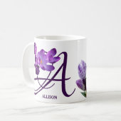 Hot  paars spring bloemen A monogram Koffiemok (Voorkant links)