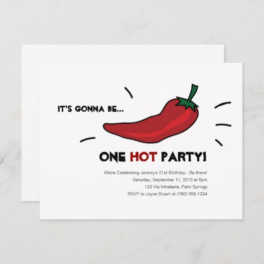 Hot-party uitnodigingen (Voorkant / Achterkant)