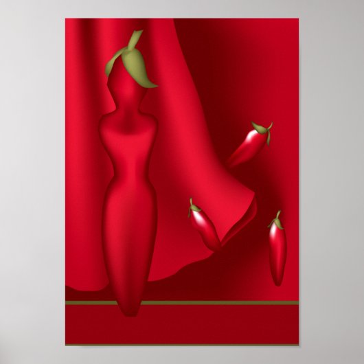 Hot Passionate Chili Pepper Woman Print (Voorkant)