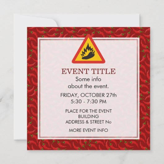 Hot Pepper Danger Sign Kaart (Achterkant)