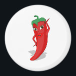 Hot Pepper Diva Magneet<br><div class="desc">Ze is warm. Heet peppertekenfilm. Aangepaste magneten. Cadeauidee voor liefhebbers van spiktig eten.</div>