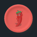 Hot Pepper Diva Papieren Bordje<br><div class="desc">Een hete peperdiva. Cute chili cartoon. Aangepaste borden.</div>
