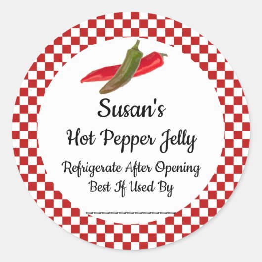 Hot Pepper Jelly Custom Canning Jar Sticker (Voorkant)