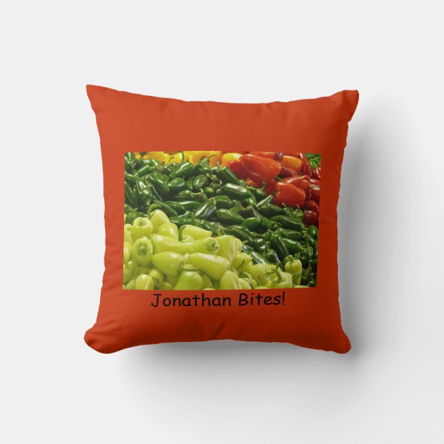 Hot Pepper - persoonlijk aangepast Bites Pillow Sq Kussen (Voorkant)