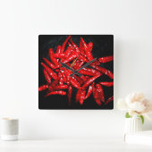 Hot Pepper - stilstaand leven Vierkante Klok (Huis)