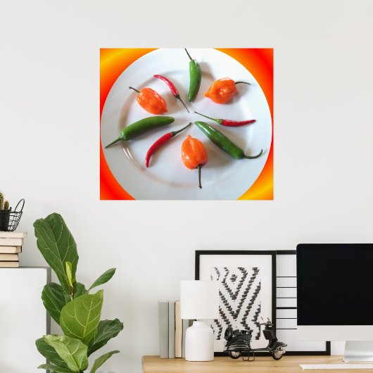 Hot Peppers 3 Poster (Thuiskantoor)
