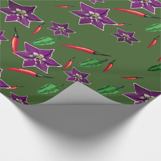 Hot Peppers, Paarse bloesem, aangepast Cadeaupapier (Hoek)