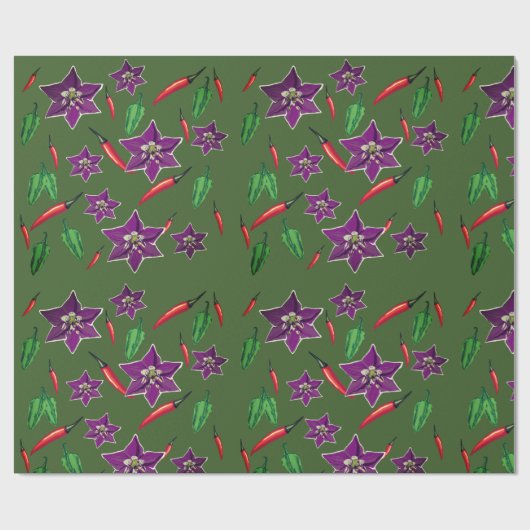 Hot Peppers, Paarse bloesem, aangepast Cadeaupapier (Vlak)