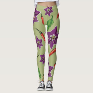 Hot Peppers, Paarse bloesem, aangepast Leggings