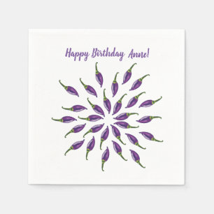 Hot Peppers Purple Mandala Art Servet