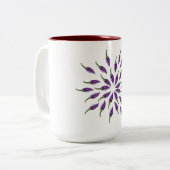 Hot Peppers Purple Mandala Art Tweekleurige Koffiemok (Voorkant links)