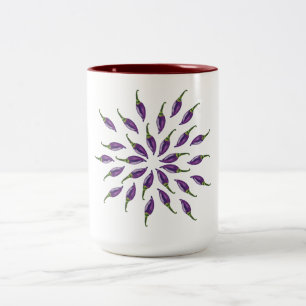 Hot Peppers Purple Mandala Art Tweekleurige Koffiemok