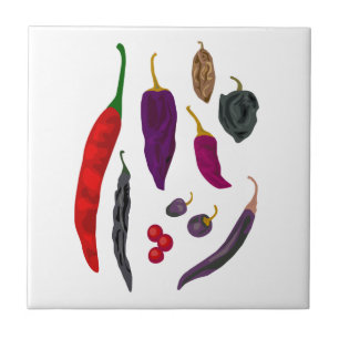 Hot Peppers Spice Kitchen Tile Tegeltje