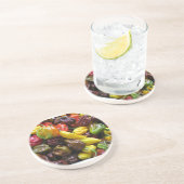 Hot Peppers Yum Zandsteen Onderzetter (Zijkant)