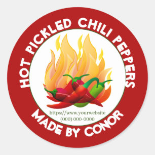 Hot Pickled Chili Peppers 3" Classic Ronde Sticker