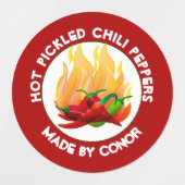 Hot Pickled Chili Peppers Labels (Design 2)