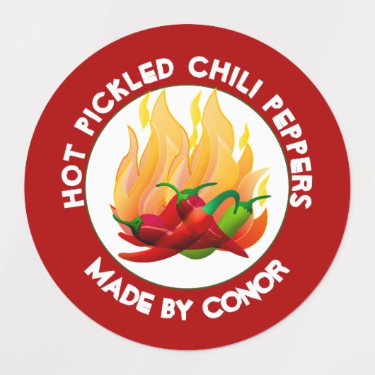 Hot Pickled Chili Peppers Labels (Design 1)