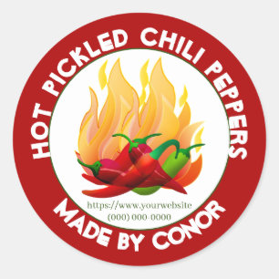 Hot Pickled Chili Peppers S Classic Ronde Sticker