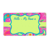 Hot Pin Fuchsia Paisley Pattern Name Tag