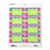 Hot Pin Fuchsia Paisley Pattern Name Tag Etiket (Full Sheet)