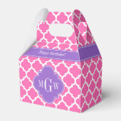 Hot Pink2 WhMarokkaans #5 Amethyst 3 Init Monogram Bedankdoosjes (Voorkant Zijde)