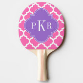 Hot Pink2 WhMarokkaans #5 Amethyst 3 Init Monogram Tafeltennisbatje (Achterkant)