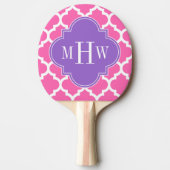 Hot Pink2 WhMarokkaans #5 Amethyst 3 Init Monogram Tafeltennisbatje (Voorkant)